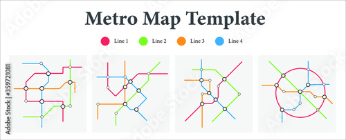 Illustration / Vector of Metro map template, different metro line, for business presentation and marketing analysis