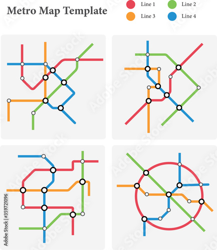 Illustration / Vector of Metro map template, different metro line, for business presentation and marketing analysis photo