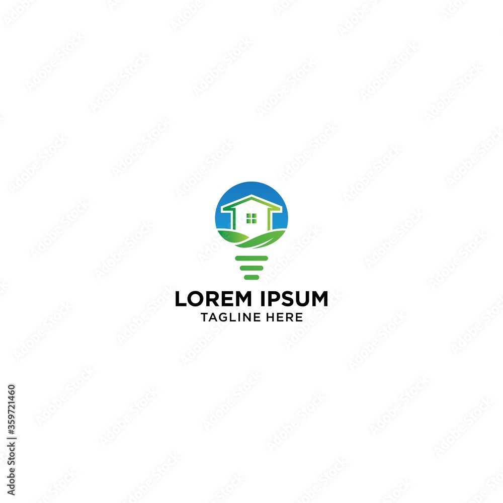 light bulb and house with line style logo light bulb and house with line style logo