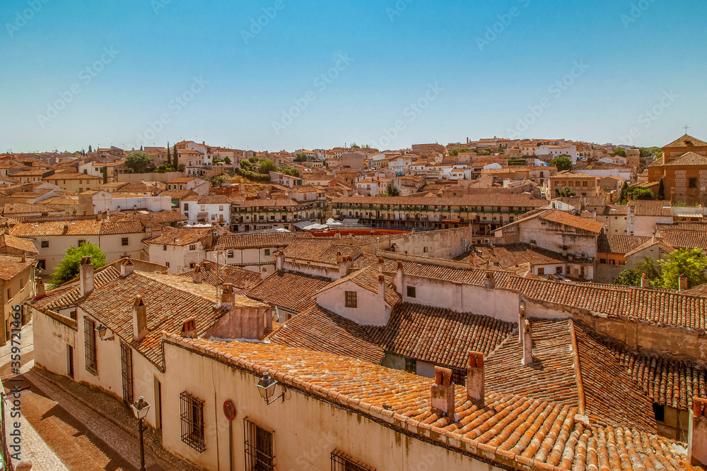 View from upper side of Chinchon main square, Madrid Spain
