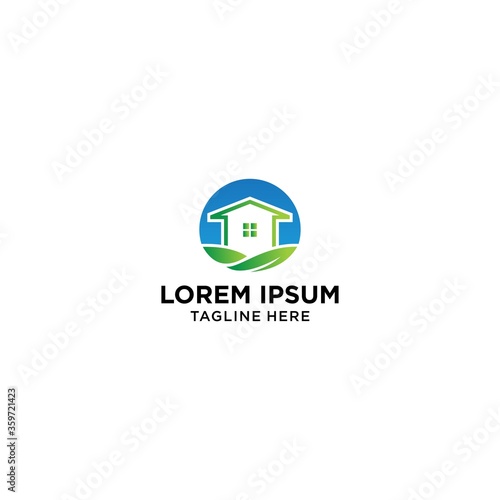 Leaf and Green House Logo Template