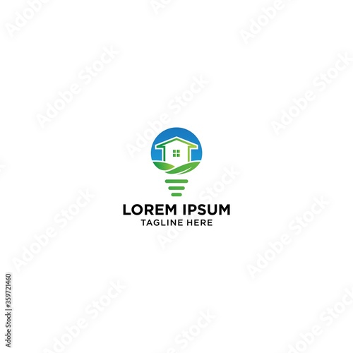 light bulb and house with line style logo