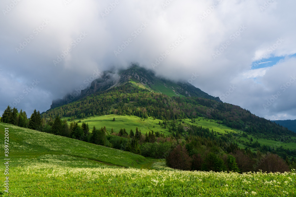 Velky Rozsutec peak in Mala Fatra during fresh summer, rocky summit almost like in Dolomites