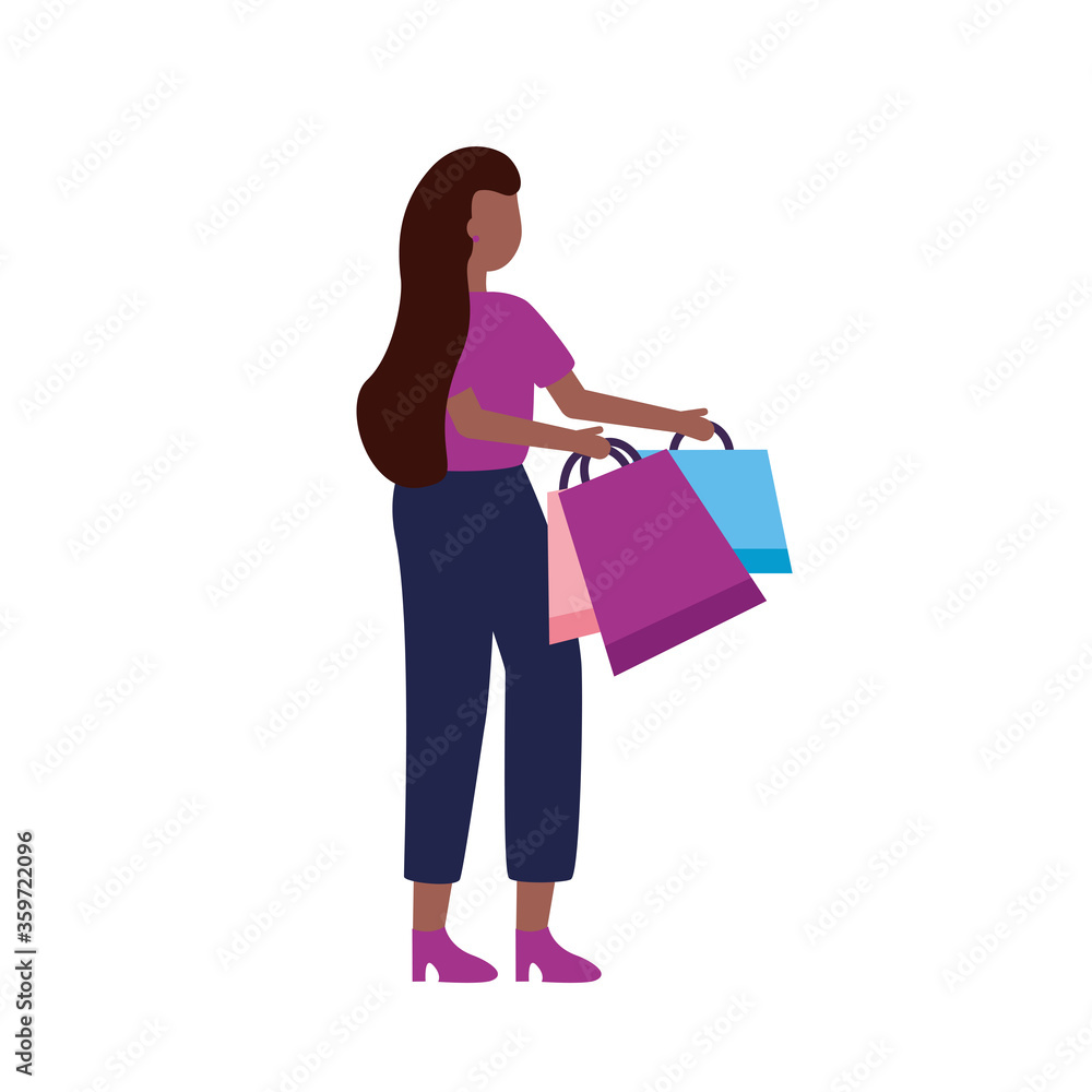 woman avatar with shopping bags vector design woman avatar with shopping bags vector design