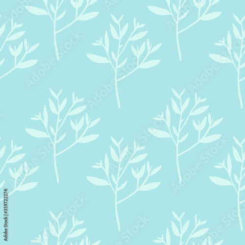 seamless pattern with winter branches and leaves . Decorative foliage ornament. Leaf endless wallpaper.