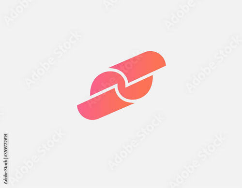 Creative gradient logo icon abstract geometric shape curled paper