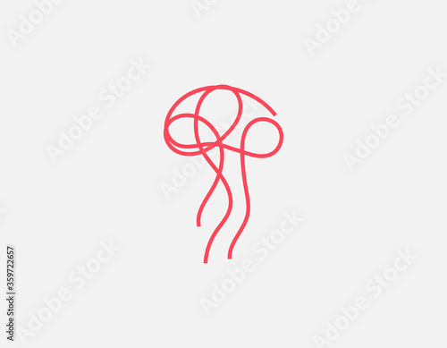 Creative multicolored logo icon jellyfish from a linear pattern