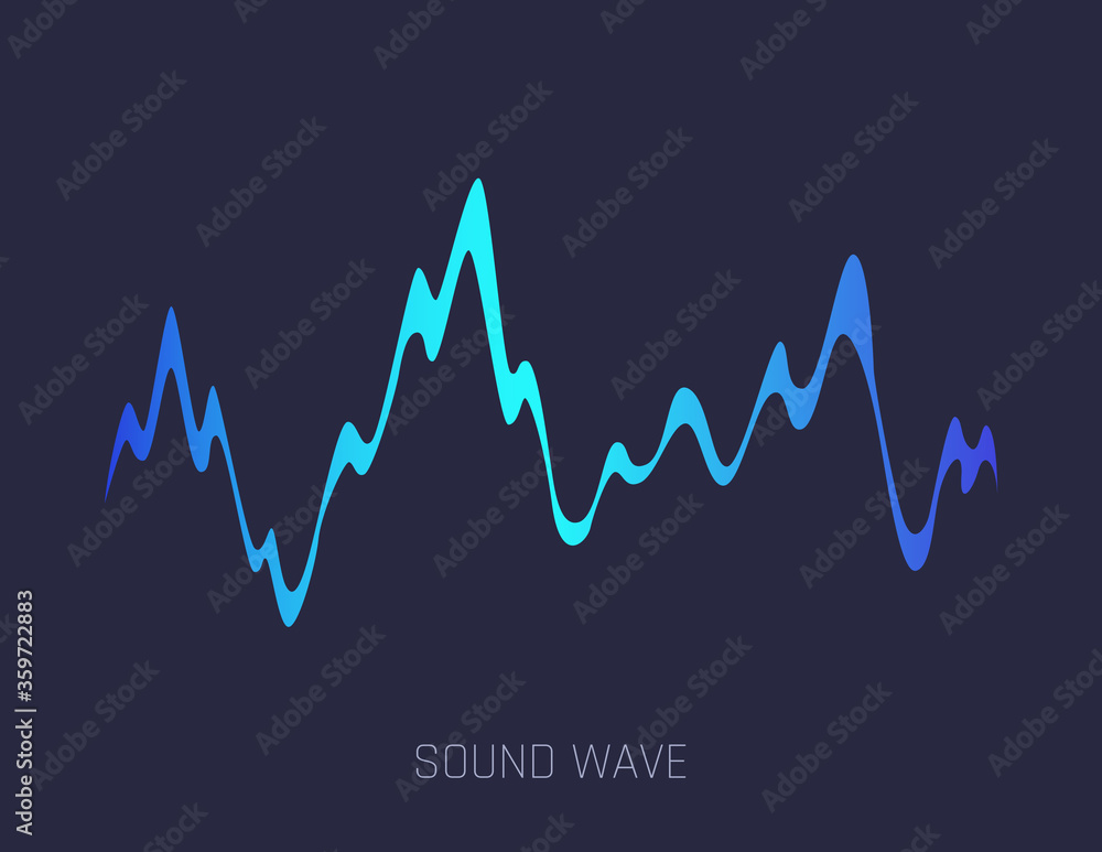 Vector music sound waves. Audio digital equalizer technology, console panel, musical pulse. Dark background