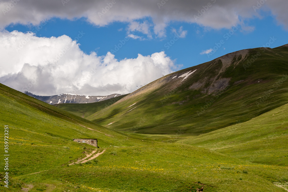 Mountain landscape from the Emparis plateau in Oisans, France