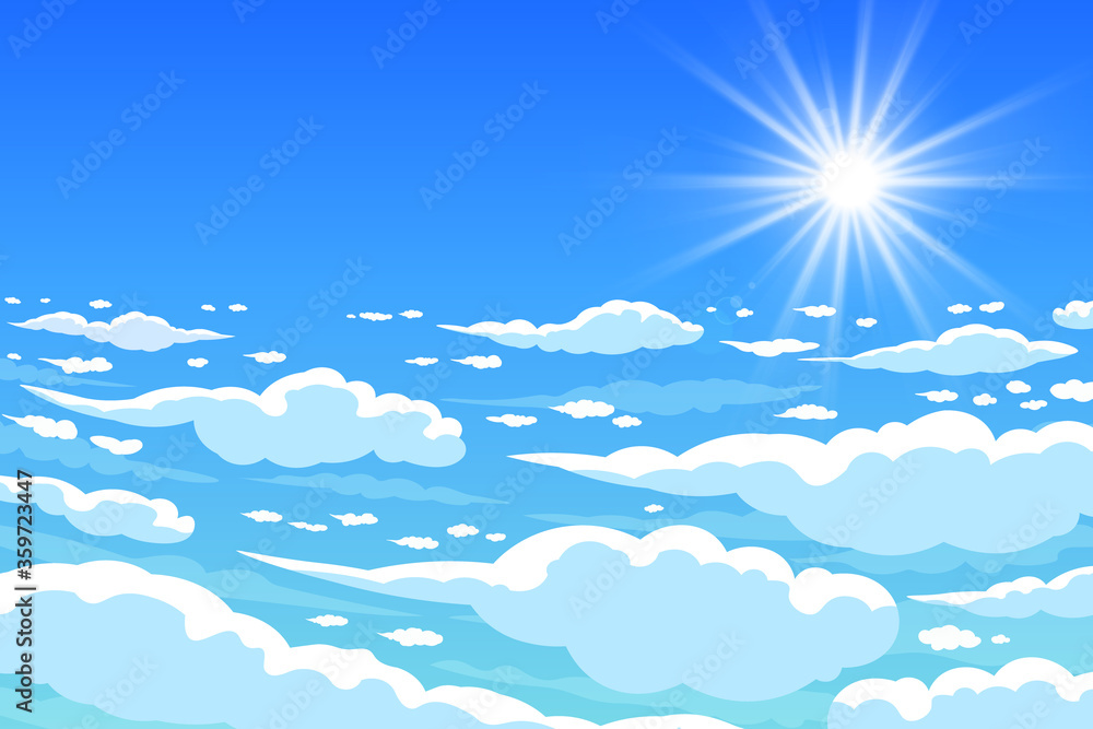 Sky, cloudy day And the sun shining. Vector Sky Background Sky, cloudy day And the sun shining. Vector Sky Background