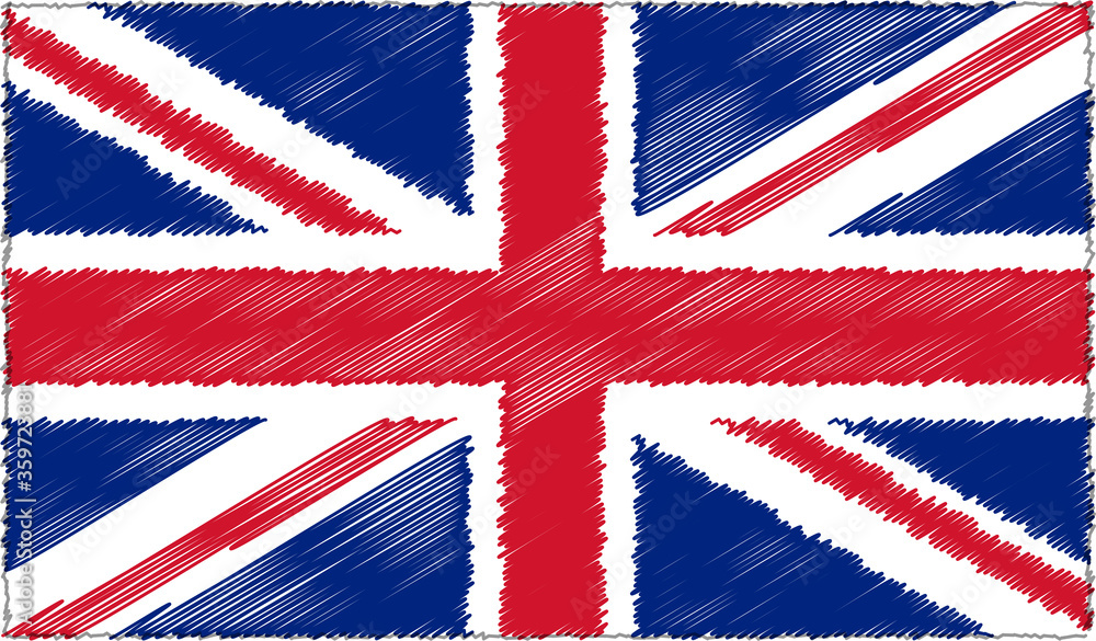 Fototapeta premium Vector Illustration of Sketch Style United Kingdom Flag