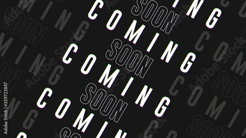 Coming soon loop text animation on transparent background. Horizontal and Vertical animated endless stock footage.  Alpha channel