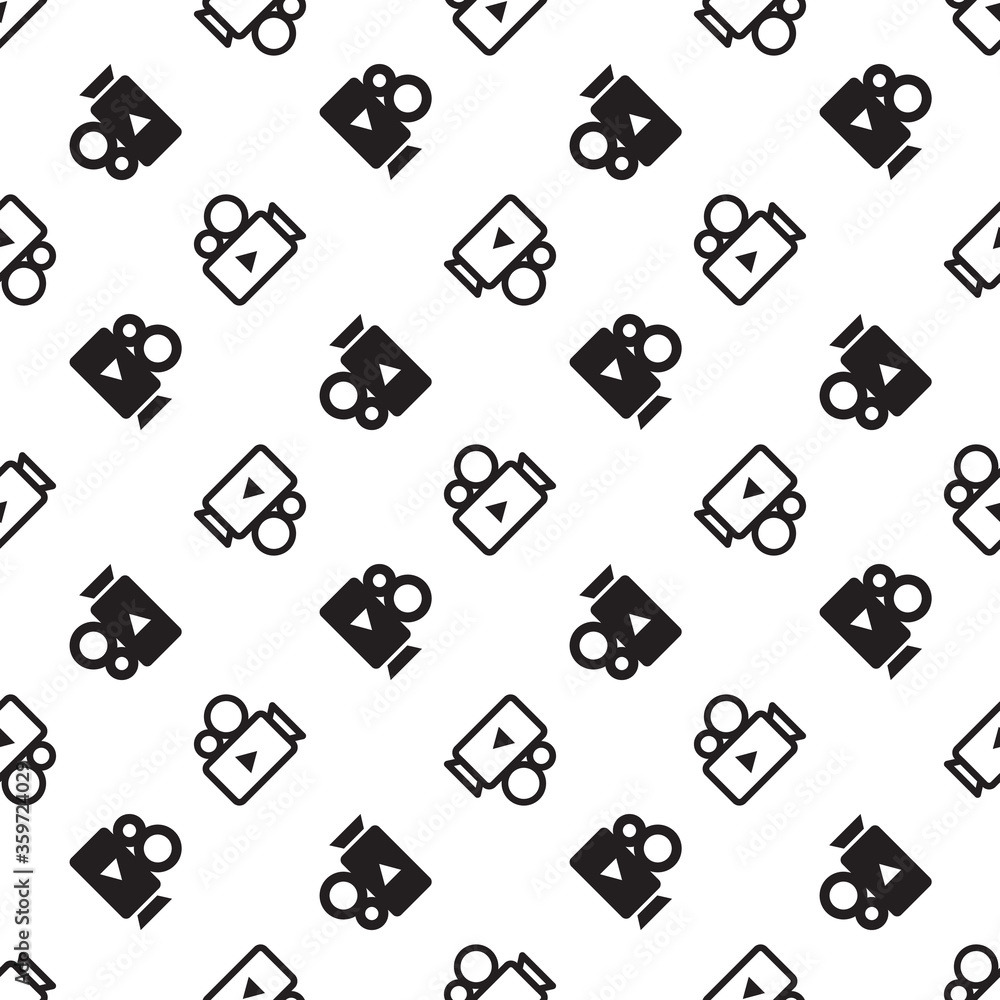 Obraz premium Seamless video camera icon, camera pattern for textile or background