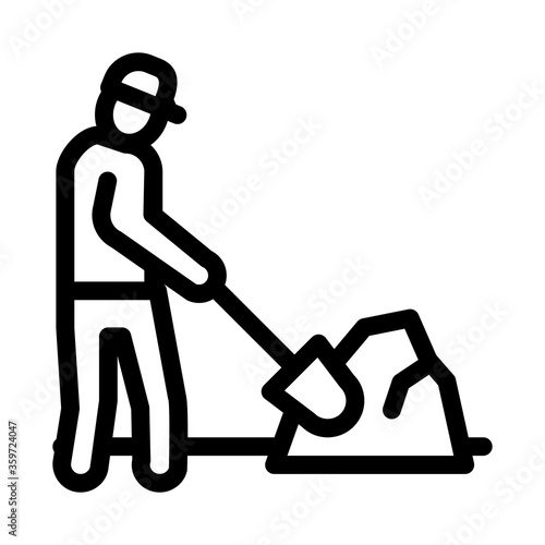 worker digging icon vector. worker digging sign. isolated contour symbol illustration