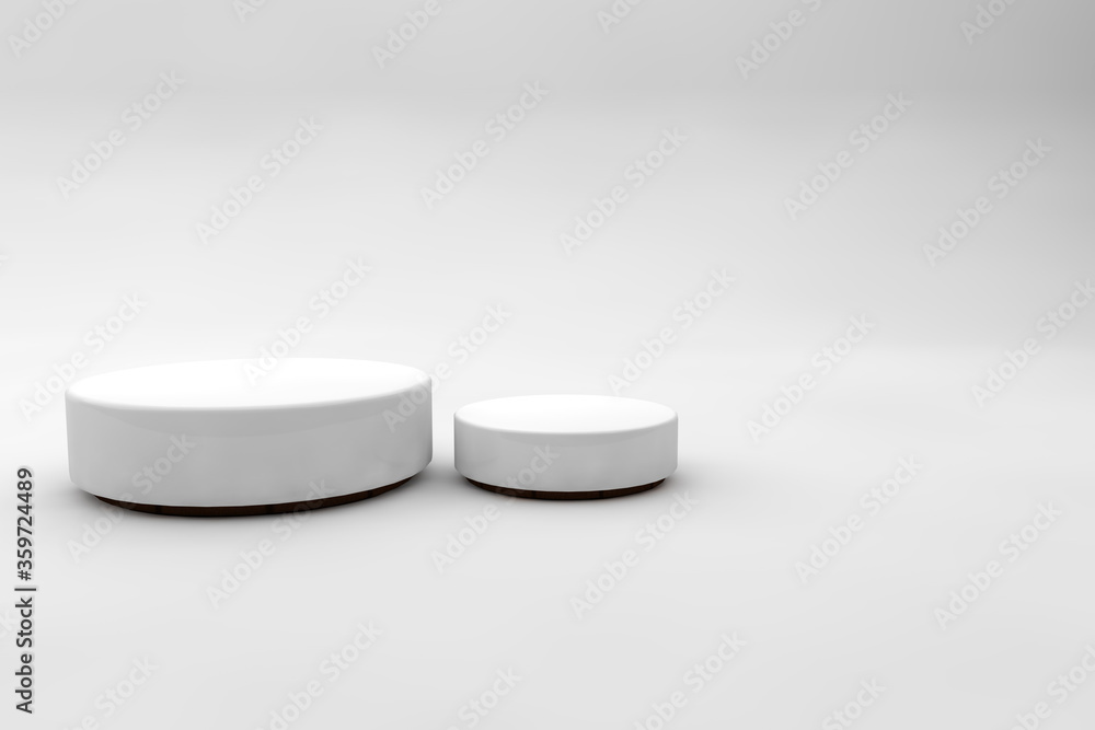 Two white podium a modern pedestal for showing product Two white podium a modern pedestal for showing product