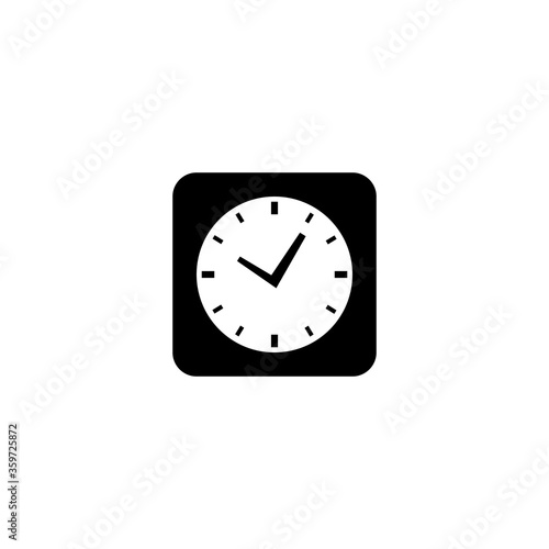 Clock time icon in black. Vector on isolated white background. Eps 10.