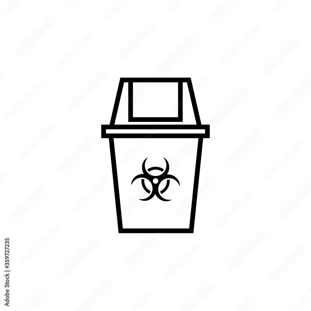 Biomedical waste bin outline icon. Clipart image isolated on white background Biomedical waste bin outline icon. Clipart image isolated on white background