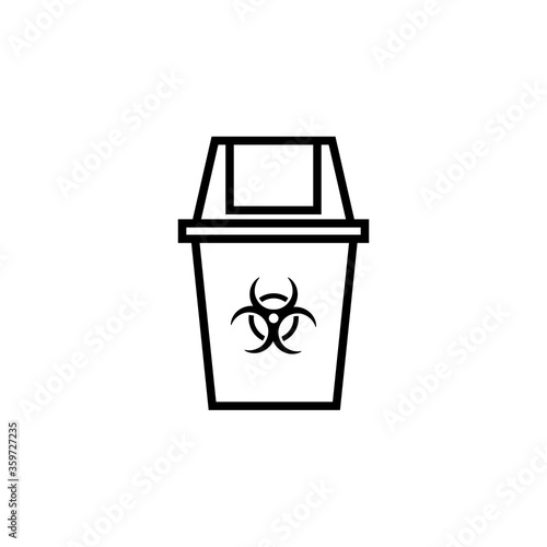 Biomedical waste bin outline icon. Clipart image isolated on white background