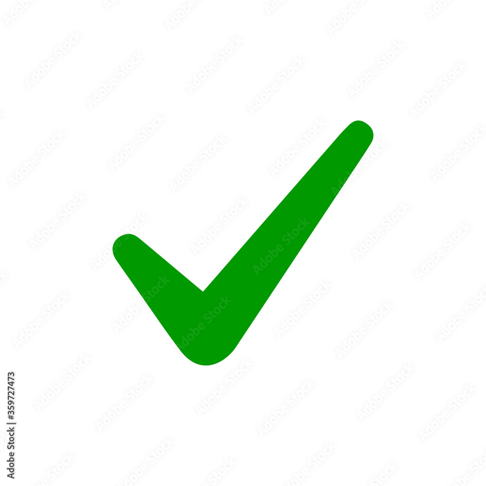 Green check mark icon. Tick symbol in green color, vector illustration. Green check mark icon. Tick symbol in green color, vector illustration.