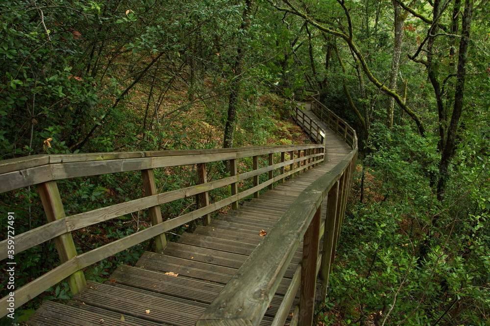 Hiking track in Canyon of Rio Mao in Ribeira Sacra in Galicia,Spain,Europe
