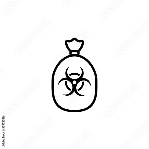 Biomedical waste bag outline icon.