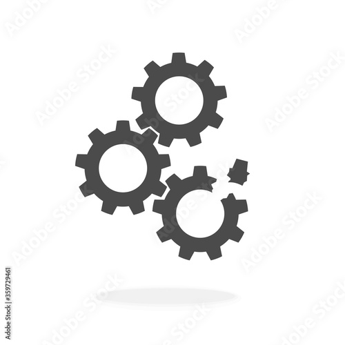 Broken Machine Mechanism - Vector illustration Black silhouette Icon.