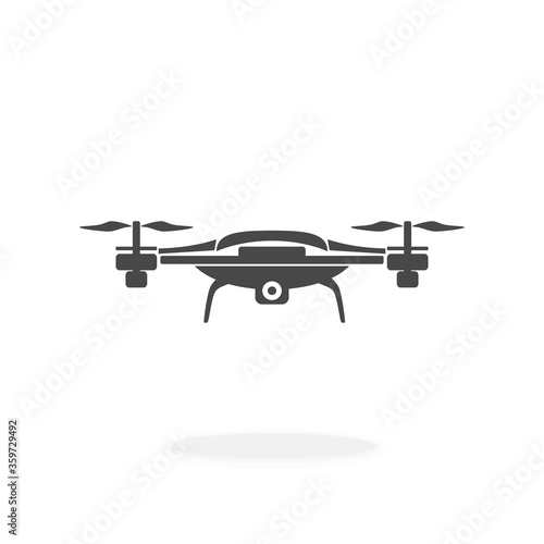 Drone Flying Technology with Video Camera Vector illustration Black silhouette Icon.