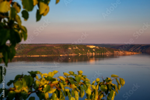Beautiful view over the river on a sunny day. Outdoor recreation. Dniester Grand Canyon. © Sergii