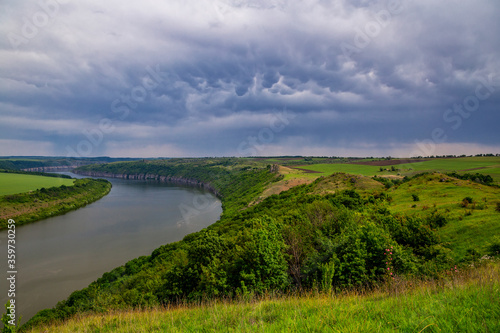 Dnister River Canyon. Bad weather and stormy sky.