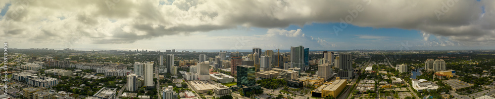 Aerial panorama Downtown Fort Lauderdale Florida all logos removed