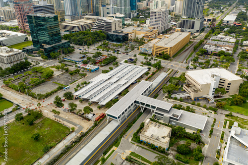 Aerial photo Brightline high speed train station Downtown Fort Lauderdale FL