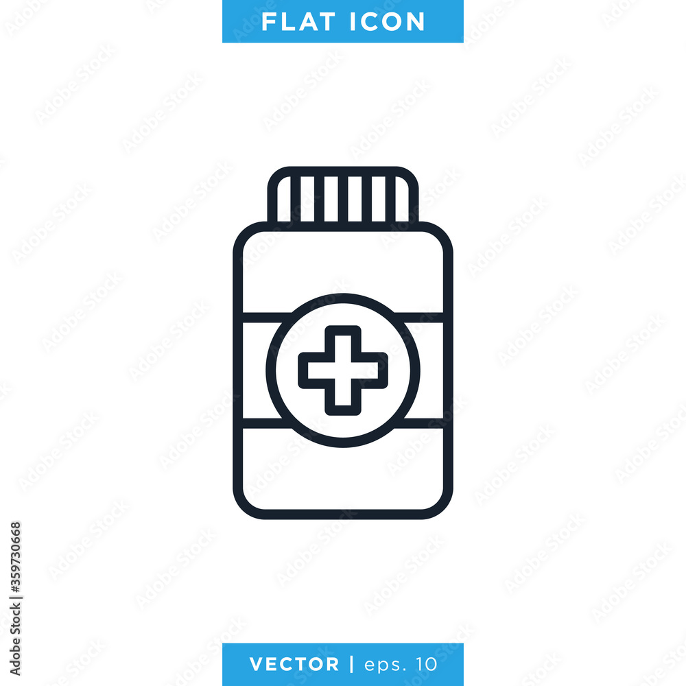 Medicine Bottle Icon Vector Design Template. Prescription Drug Bottle Sign or Symbol. Medicine Bottle Icon Vector Design Template. Prescription Drug Bottle Sign or Symbol.