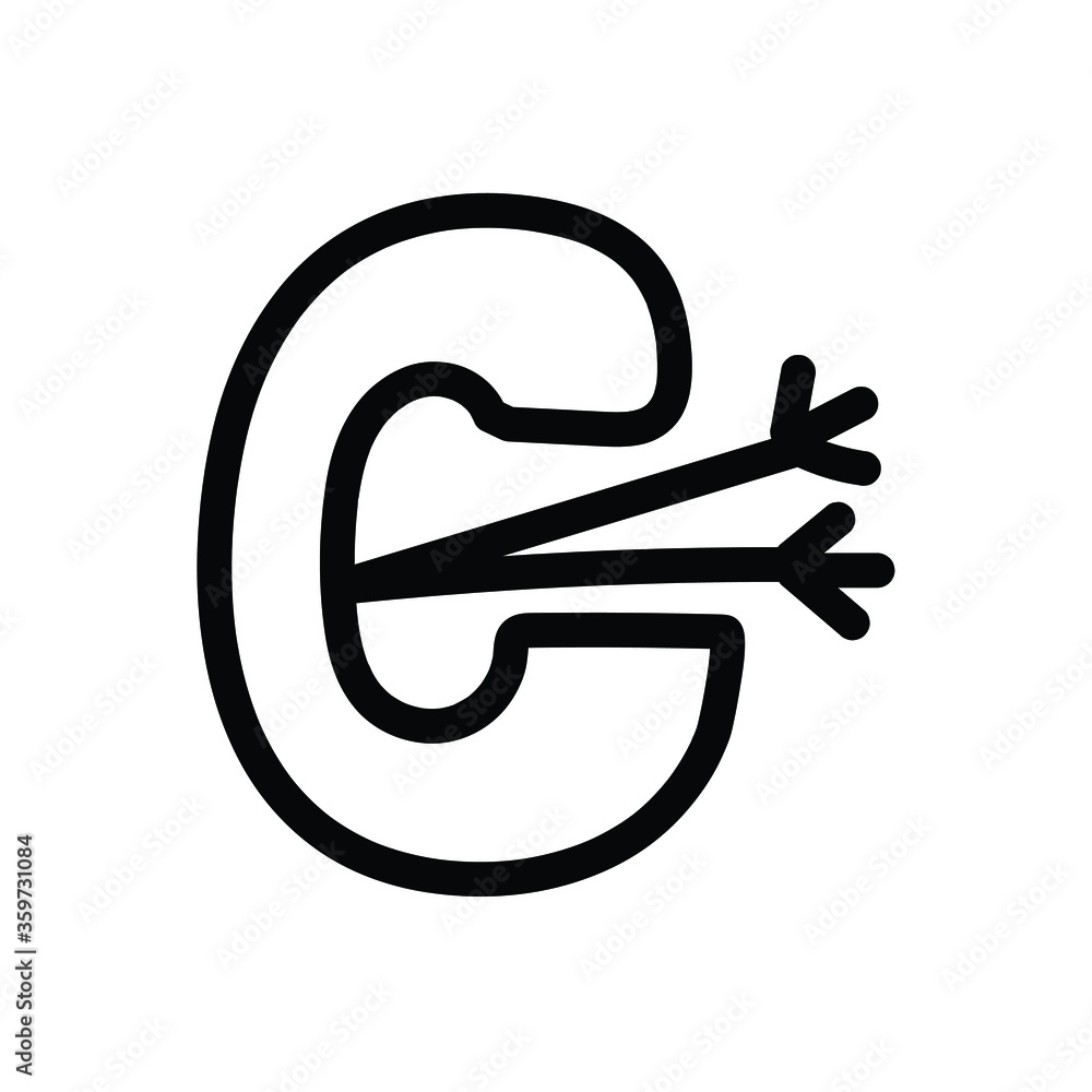 Alphabet letter C with hands. Kids education poster or stickers. Childish logo in mosaic style. Cute vector letters in color and monochrome isolated on white. Birthday holiday decoration. Alphabet letter C with hands. Kids education poster or stickers. Childish logo in mosaic style. Cute vector letters in color and monochrome isolated on white. Birthday holiday decoration.