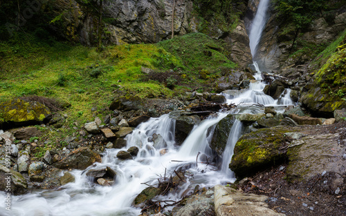Panoramic view of the Gainfeld waterfall in Autumn (Bischofshofen, Salzburg county, Austria)