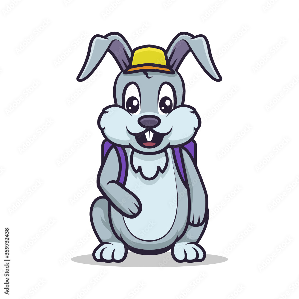 Cute bunny mascot education and school-related design Cute bunny mascot education and school-related design