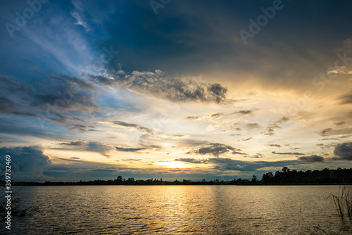 Sunset on the lake landscape