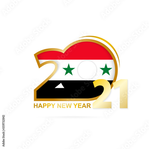 Year 2021 with Syria Flag pattern. Happy New Year Design.