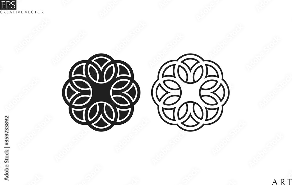 Arabesque. Abstract flowers. Outline style Arabesque. Abstract flowers. Outline style