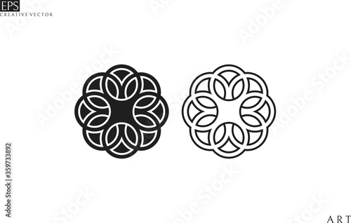 Arabesque. Abstract flowers. Outline style