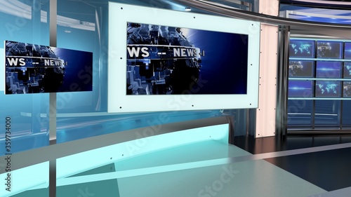 Virtual TV Studio News Set 27-9. 3d Rendering.
Virtual set studio for chroma footage. wherever you want it, With a simple setup, a few square feet of space, and Virtual Set, you can transform any loca photo