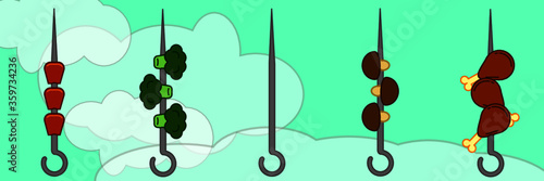 barbecue stick meat and vegetable