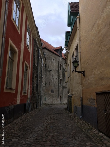 Tallinn medieval street with old pavement © Anton