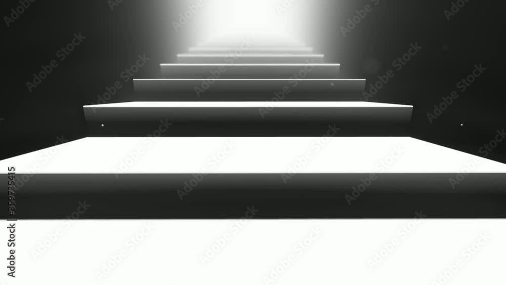 3D animation Background, futuristic clean staircase to-the sky door 3D animation Background, futuristic clean staircase to-the sky door