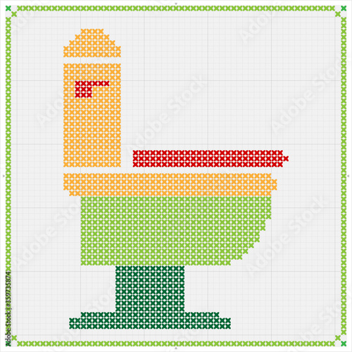 Western Seat Toilet Bowl Cross Stitch