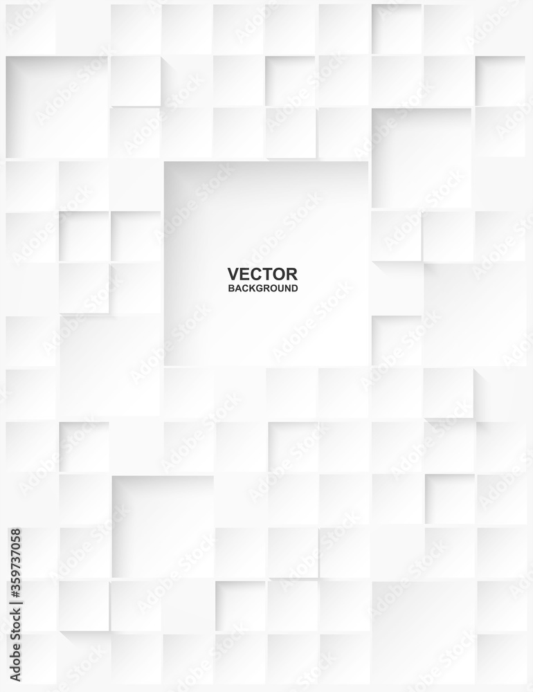 Obraz premium Abstract. Embossed paper square white Background ,light and shadow .Vector.