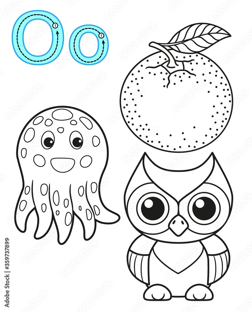 Printable coloring page for kindergarten and preschool. Card for study