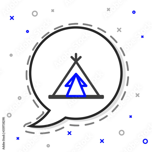 Line Traditional indian teepee or wigwam icon isolated on white background. Indian tent. Colorful outline concept. Vector Illustration
