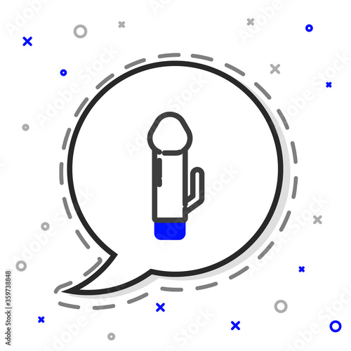 Line Dildo vibrator for sex games icon isolated on white background. Sex toy for adult. Vaginal exercise machines for intimate. Colorful outline concept. Vector Illustration