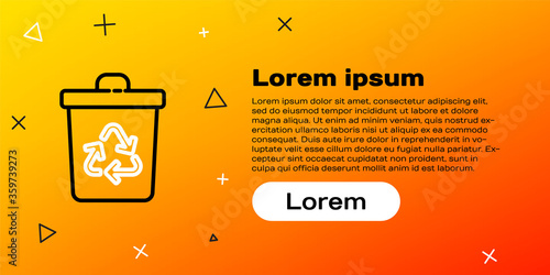 Line Recycle bin with recycle symbol icon isolated on yellow background. Trash can icon. Garbage bin sign. Recycle basket sign. Colorful outline concept. Vector Illustration
