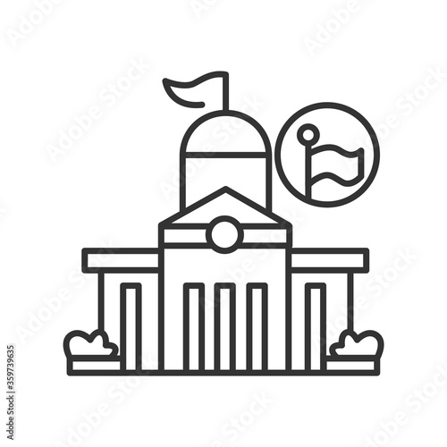 Public office icon Classical architecture public office capitol building. Concept linear pictogram for local authorities headquarters. Editable stroke vector illustration for maps and navigation